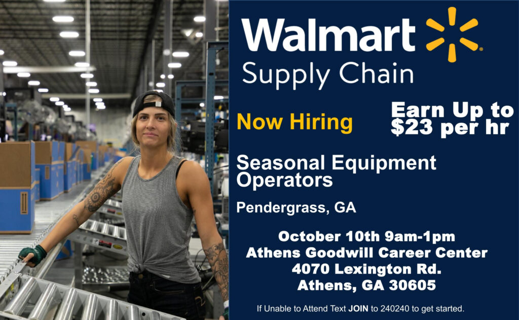 Walmart Hiring Event at Goodwill East Athens Career Center